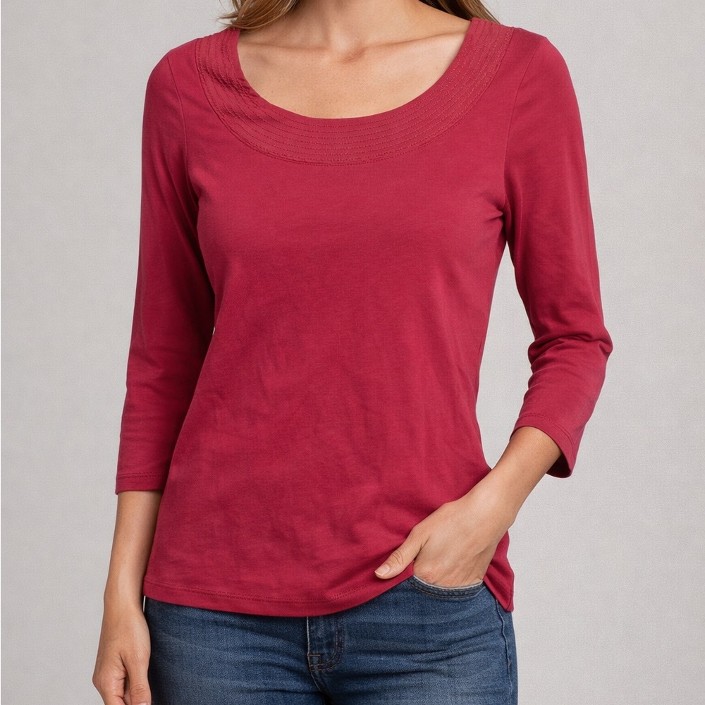 Boden Pink Scoop Neck 3/4 Sleeve Boho Top